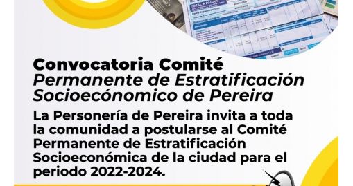 CONVOCATORIA COMITÉ DE ESTRATIFICACIÓN PEREIRA 2022 - 2024